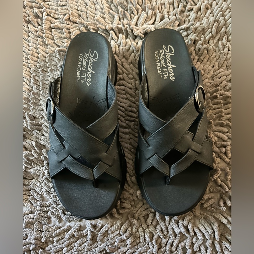 Skechers Yoga Mat Black Women's Sandals Size 7.5